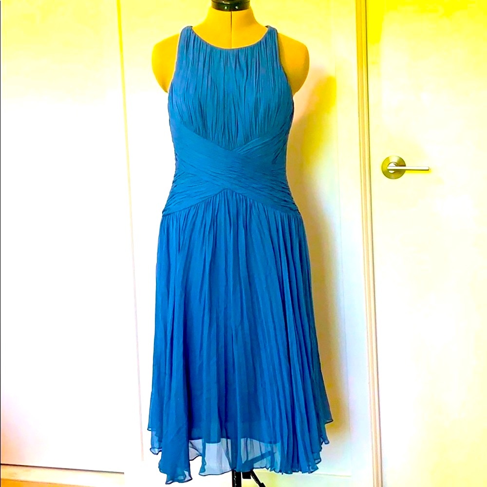 🌷100% SILK Dress Cocktail Wedding Evening Party Stunning Fit!